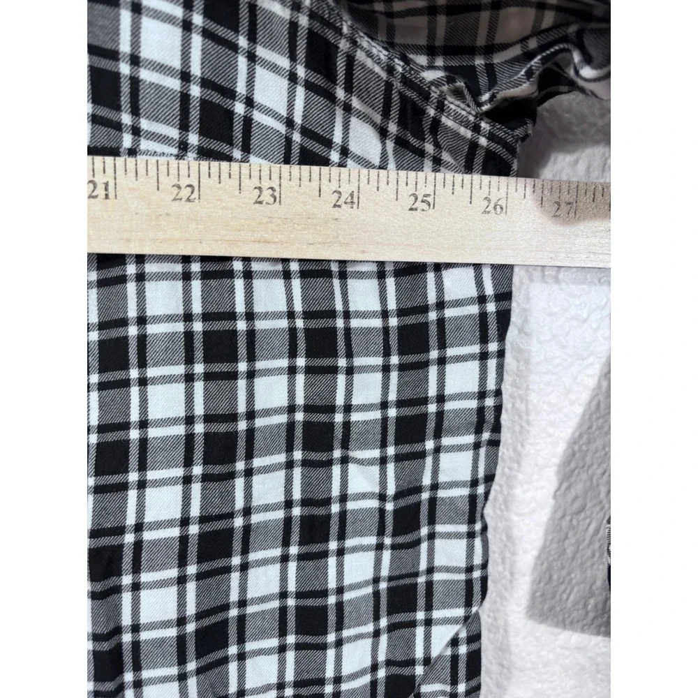 Torrid Plaid Blouse Womens 3 Black White Lace‎ Up Front Utility Pockets Cotton